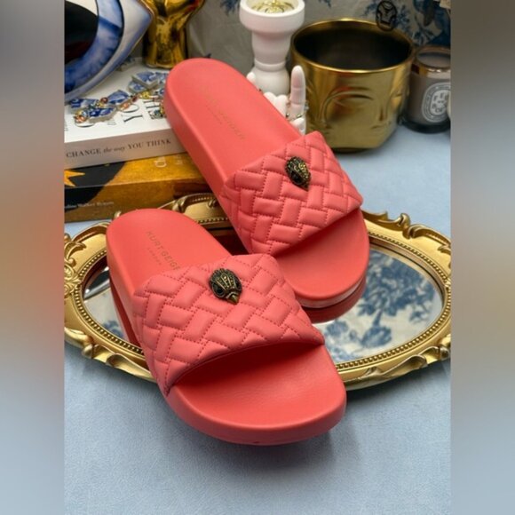 🆕 KURT GEIGER LONDON 🧿 NWOT Meena Eagle Quilted Slide, Salmon - Sz 39 US8.5 - Picture 7 of 15